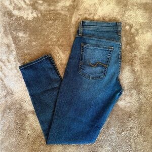 👉 7 For All Mankind Josefina Skinny Boyfriend Jeans Distressed Blue Size 25